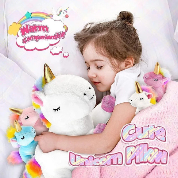 Luckades Pillow Toy Unicorn Gifts Stuffy for Girls Age  3-8 Soft Toys - Picture 4 of 7